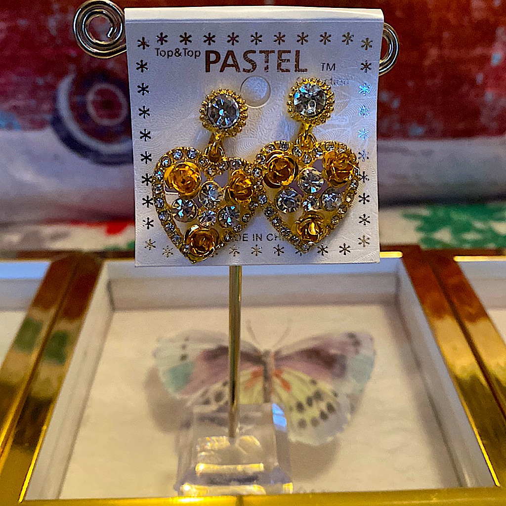 New Clip Rhinestone Heart Earrings